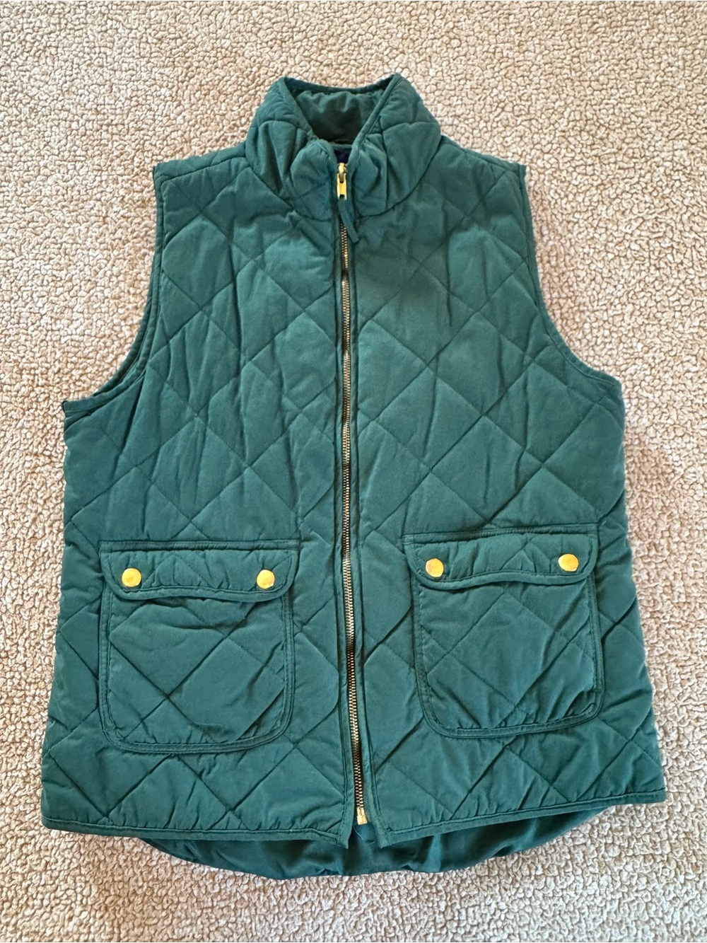 Blue Rain Green Quilted Utility Vest Gold Hardware Size M